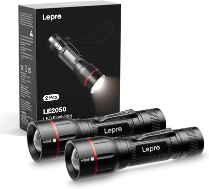 Lepro LED Flashlights with Clip , LE2050 High Lumen, 5 Lighting Modes, Zoomable Waterproof Lightweight Flashlights for Emergencies,Camping, Powered by AAA Battery