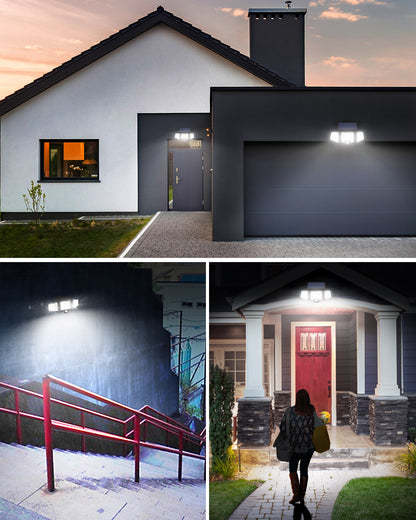Lepro 2-Packs Solar Flood Lights for Outside, 6500K Outdoor Motion Activated Security Lights , IP65 Waterproof , 3 Adjustable Heads 270° Wide Lighting Angle for Front Door, Backyard, Patio, Garden