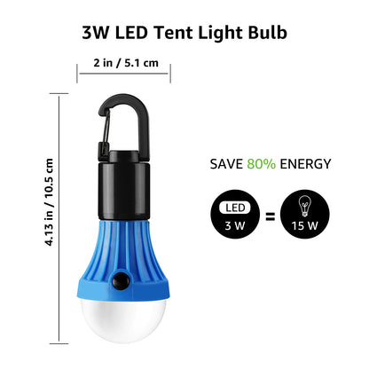 Lepro 4-Pack LED Camping Lanterns, Camping Accessories, 3 Lighting Modes, Batteries Included Hanging Tent Light Bulbs with Clip Hook for Camping, Hiking, Hurricane, Outages, Collapsible