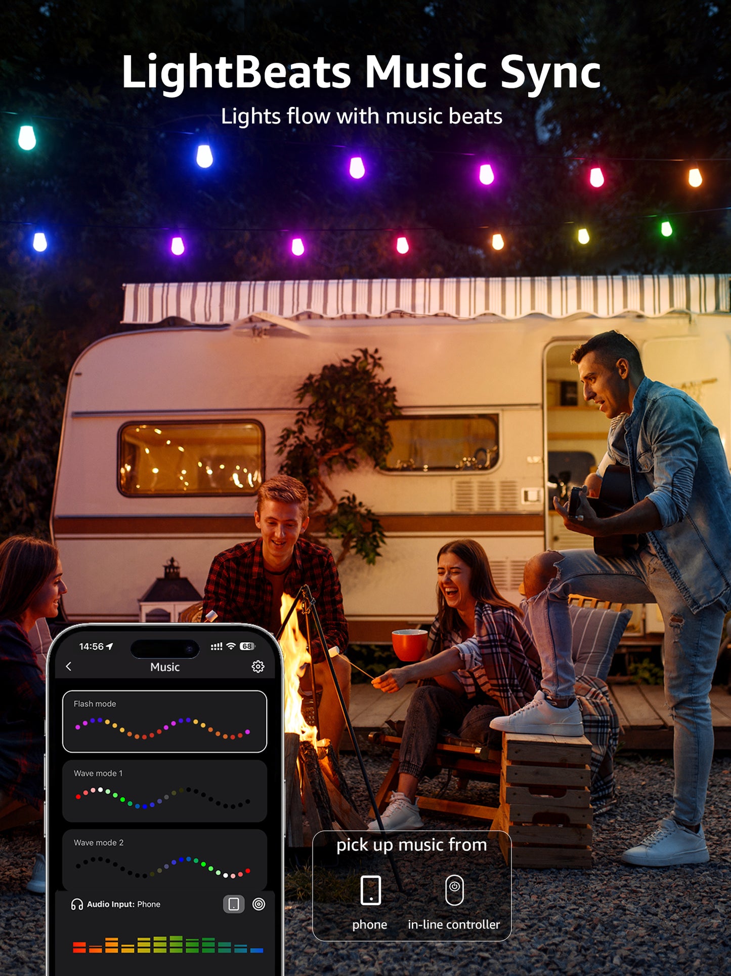 Lepro ZB1 AI Smart Outdoor String Lights ZB1, RGB+IC Warm White 15 LED Bulbs, Alexa Google Enabled, LightBeats Music Sync, AI Generated Lighting LLM, 2.4 GHz WiFi/Bluetooth