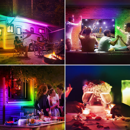 Lepro 16.4ft Music Sync LED Strip Lights for Bedroom, Upgrade 5050 RGB Waterproof Tape Lights with Remote, MagicColor for Christmas Decor