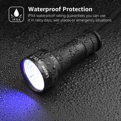 Lepro UV Flashlight Black Light 51 LED UV Light Handheld Blacklight 395nm Detector for Pet Urine, Stains, Bed Bug and Scorpions, Battery Not Included