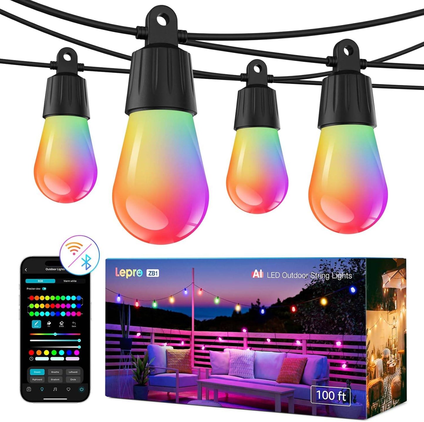 LE ZB1 AI Smart Outdoor String Lights