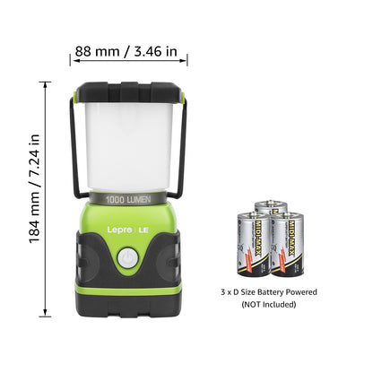 Lepro Camping Lantern, 1000 Lumen Camping Lights Battery Powered, Dimmable Warm White and Daylight Modes, Lantern and Flashlight for Power Cuts, Emergency Lighting, Hiking, Fishing, Tents