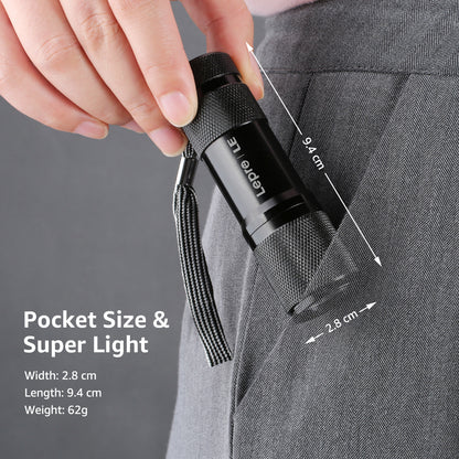 Lepro Small UV Flashlights with AAA Batteries , Portable Black Light Pet Urine Detectors with 9 LEDs 395nm Wavelength Specialize in Detect Pet Dog Cat Urine Stain and more