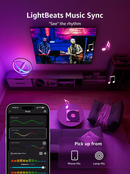 Lepro TB1 AI LED Table Lamps, Multicolor RGB Smart Bedside Lamp Dimmable, APP Control Alexa Google Compatible, LightBeats Music Sync for Bedroom, Living Room, Mother's Day, 2.4 GHz Wifi/Bluetooth