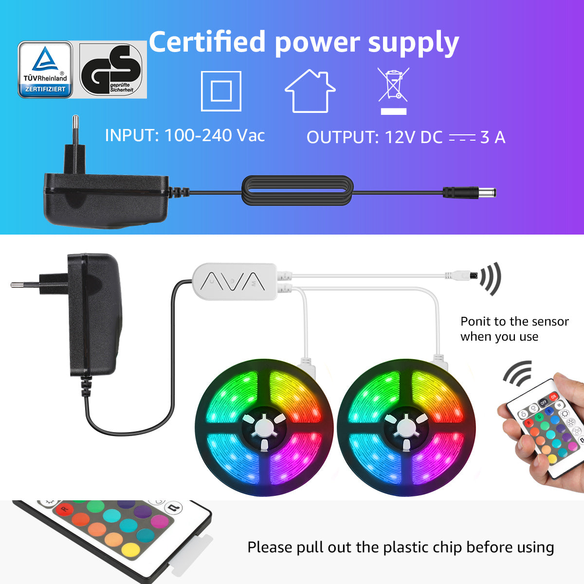 Lepro 49.2ft LED Lights for Bedroom,Sync to Music, 5050 SMD LEDs, RGB Color Changing + 6500K White LED Strips light with Remote, for Christmas Party Decor