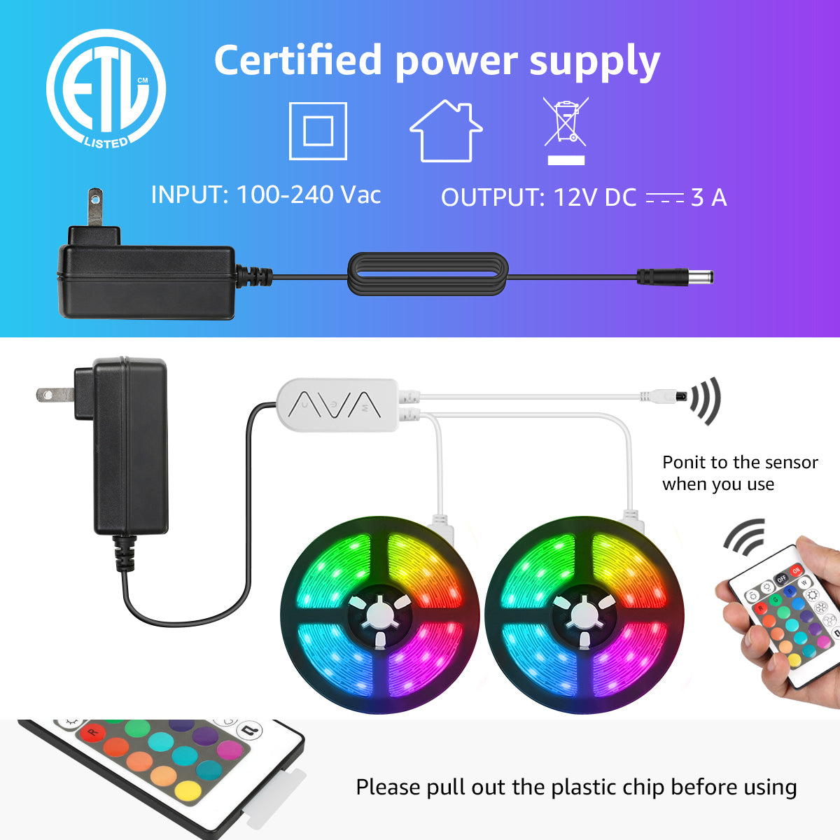 Lepro 49.2ft LED Lights for Bedroom,Sync to Music, 5050 SMD LEDs, RGB Color Changing + 6500K White LED Strips light with Remote, for Christmas Party Decor