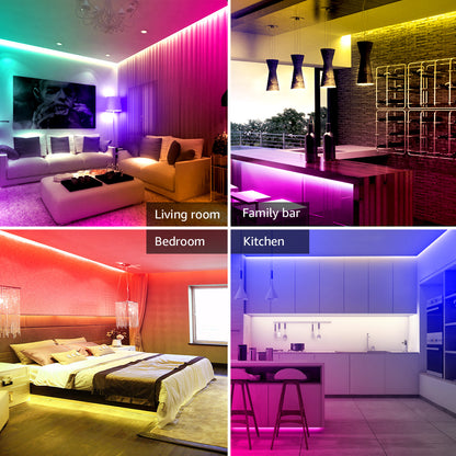Lepro 49.2ft LED Lights for Bedroom,Sync to Music, 5050 SMD LEDs, RGB Color Changing + 6500K White LED Strips light with Remote, for Christmas Party Decor