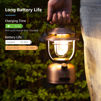 Lepro Retro Camping Lantern ,15000mAh Power Bank, 1000 Lumens, Dimmable, IPX4, w/ Type C Cable