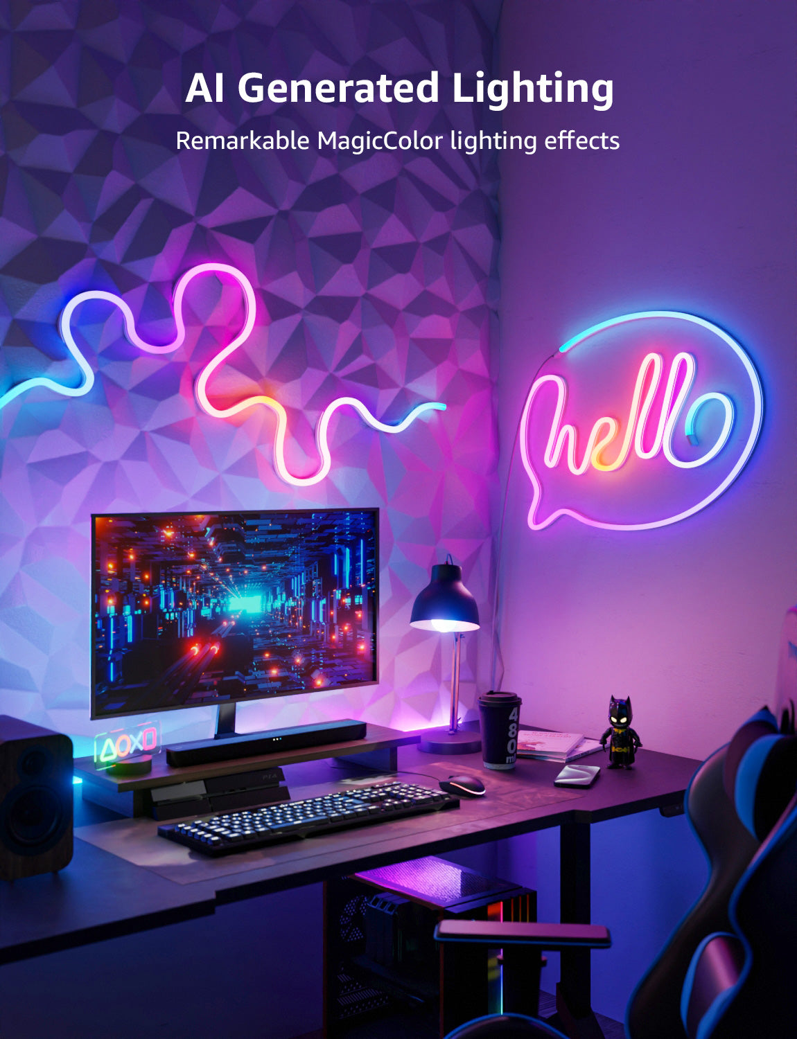 Lepro N1 AI Smart RGB Rope Lights for Christmas, Personalized AI Lighting Designer, LightBeats Music Sync, Color Segment DIY, Voice Control Via App, 9.84ft Wi-Fi & Bluetooth LED Strip Lights