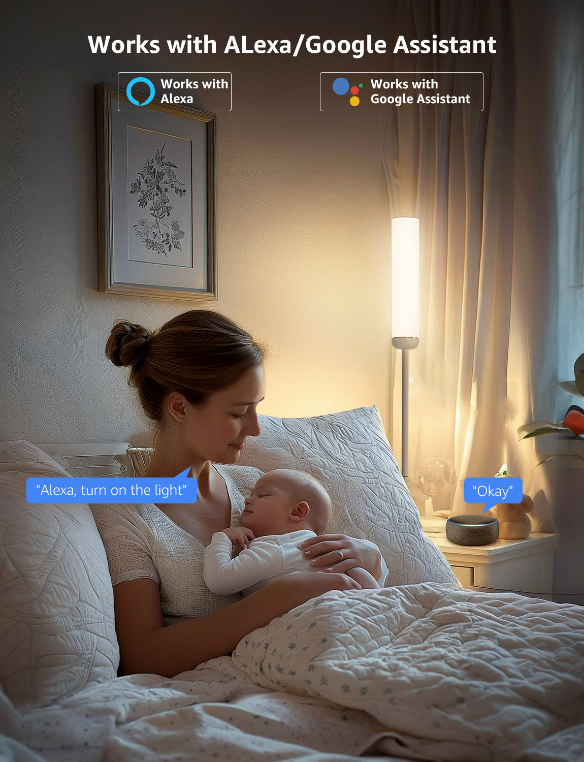 Lepro O1 AI Smart LED Corner Floor Lamp with AI Voice Control, RGB + Tunable White, 2300LM, WiFi & Bluetooth, Music Sync, Compatible with Alexa & Google Assistant, for Living Room, Bedroom, Office