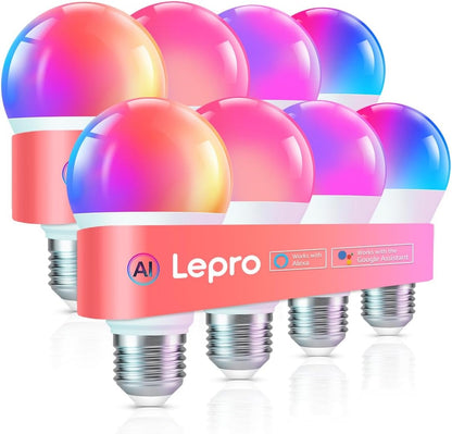 Lepro B1 AI Smart LED Bulb, Wi-Fi and Bluetooth Rgbww Color Changing, Works with Alexa and Google