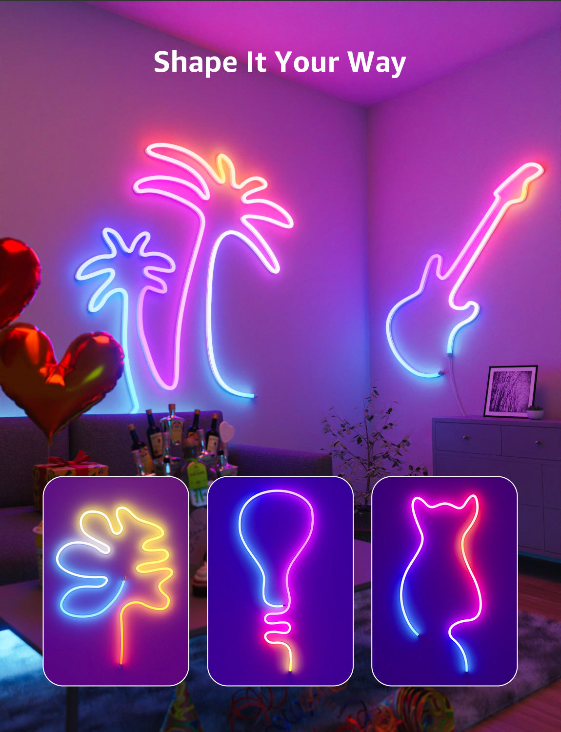 Lepro N1 AI Smart RGB Rope Lights for Christmas, Personalized AI Lighting Designer, LightBeats Music Sync, Color Segment DIY, Voice Control Via App, 9.84ft Wi-Fi & Bluetooth LED Strip Lights