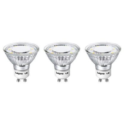 Lepro GU10 LED Light Bulbs Non-dimmable, Indoor Bulbs 4W 50W Replacement for Recessed Track Lighting, 3 Pack