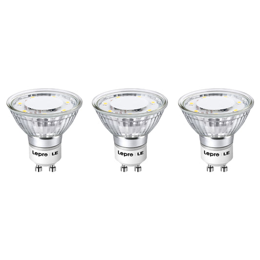 Lepro GU10 LED Light Bulbs Non-dimmable, Indoor Bulbs 4W 50W Replacement for Recessed Track Lighting, 3 Pack
