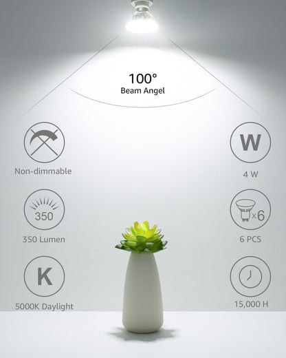 Lepro GU10 LED Light Bulbs Non-dimmable, Indoor Bulbs 4W 50W Replacement for Recessed Track Lighting, 3 Pack