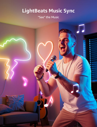 Lepro N1 AI Smart RGB Rope Lights for Christmas, Personalized AI Lighting Designer, LightBeats Music Sync, Color Segment DIY, Voice Control Via App, 9.84ft Wi-Fi & Bluetooth LED Strip Lights