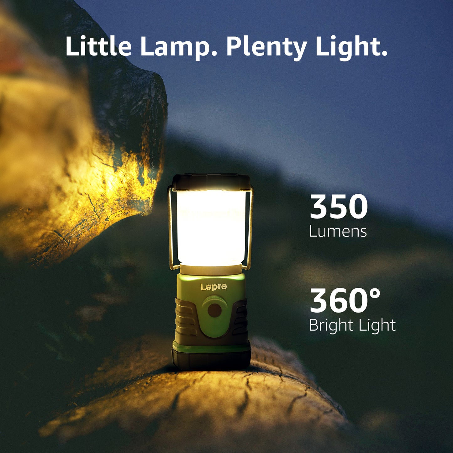 Lepro Camping Lanterns Mini , 330032 LED Battery Powered, 350 Lumens, Collapsible, IPX4 Water Resistant, Portable for Outdoor, Emergency, Hurricane, Storms, Power Outage