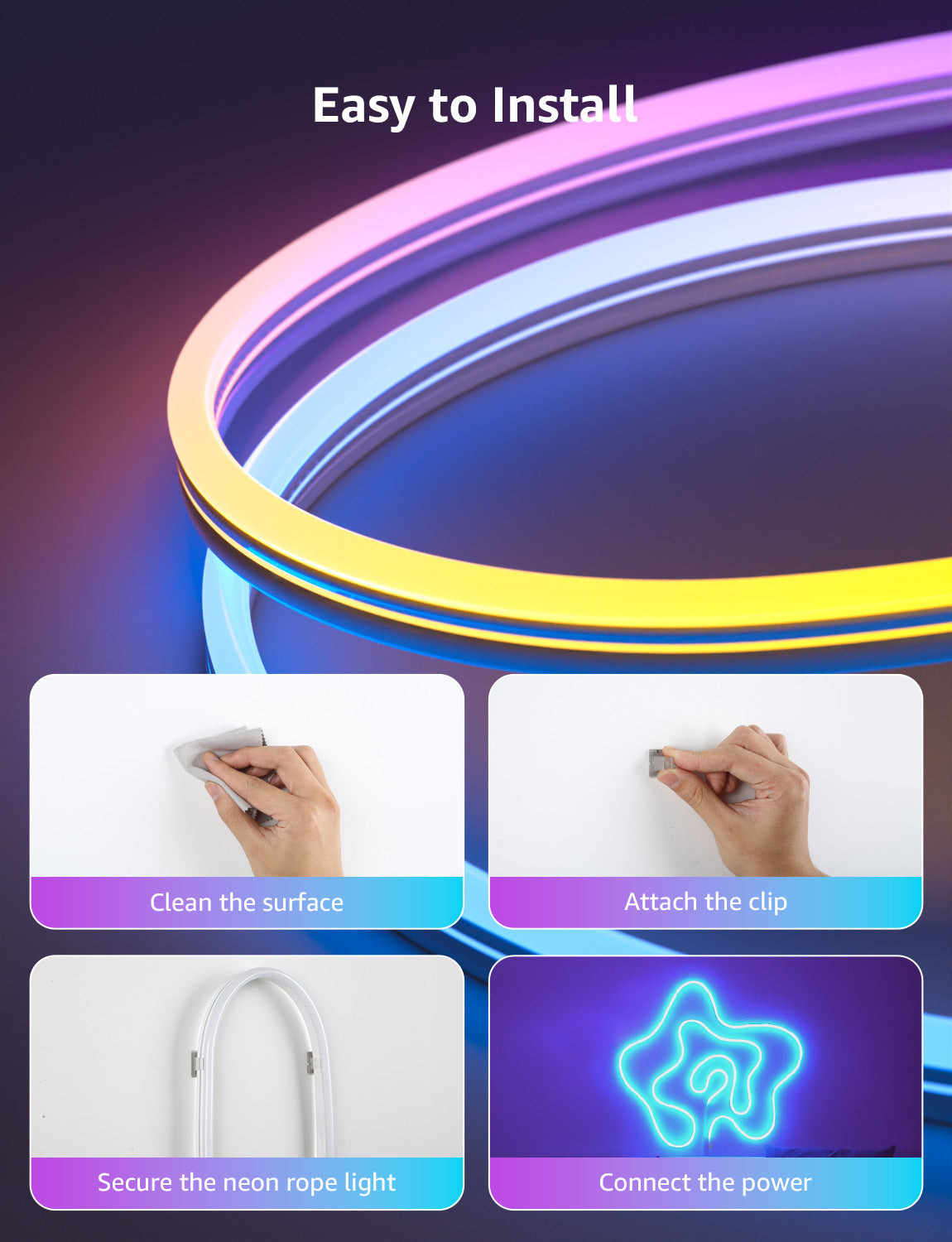 Lepro N1 AI Smart RGB Rope Lights for Christmas, Personalized AI Lighting Designer, LightBeats Music Sync, Color Segment DIY, Voice Control Via App, 9.84ft Wi-Fi & Bluetooth LED Strip Lights