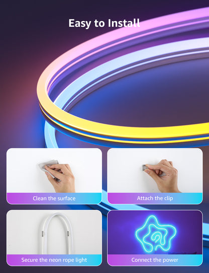 Lepro N1 AI Smart RGB Rope Lights for Christmas, Personalized AI Lighting Designer, LightBeats Music Sync, Color Segment DIY, Voice Control Via App, 9.84ft Wi-Fi & Bluetooth LED Strip Lights