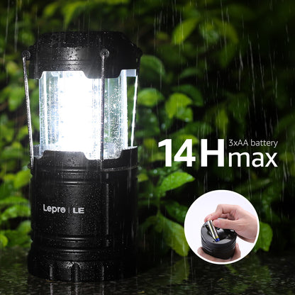 Lepro LED Camping Lantern,  Pull-Up Battery Powered Lights, IPX4 Water Resistant, Super Bright, for Emergency and Outdoor Use