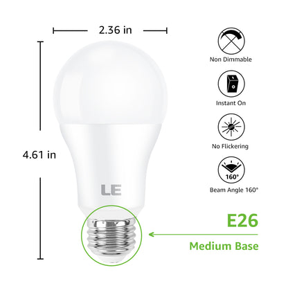 Lepro LED Light Bulb, 100W Equivalent, 14W 1500 Lumens, 2700~5000K Daylight White, Non-Dimmable A19 E26 Base, 15000 Hour 10 Year Lifetime,