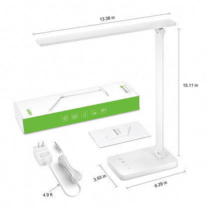 Lepro LED Dimmable Reading Desk Lamp with USB Charging Port, 15W 96 LEDs 550 Lumens Soft Light Eye-Care, Suitable for Home Work, Study, College Dorm